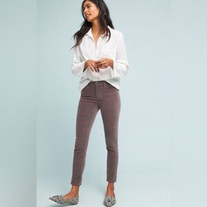 AG for Anthropologie - The Stevie Mid-Rise Velvet Skinny Ankle, Petite, Mauve